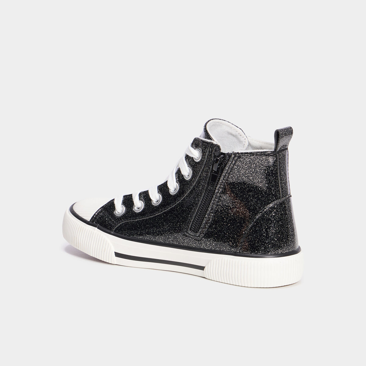 Baskets montantes zipp&eacute;es bout renforc&eacute; noir fille