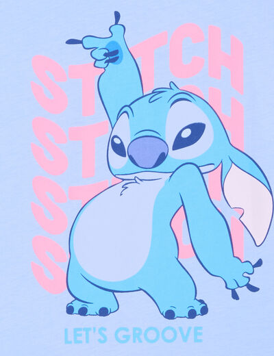 T-shirt manches courtes coton Stitch bleu fille