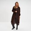 Manteau long boutonn&eacute; marron fonc&eacute; femme