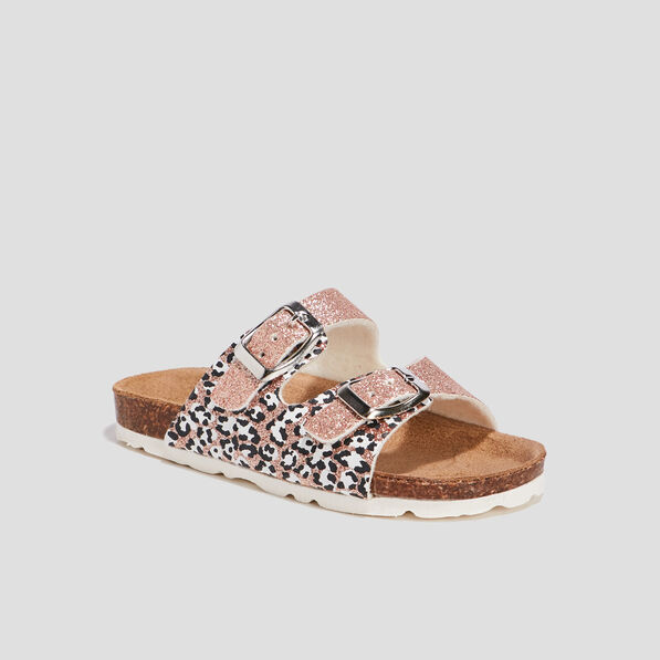 Mules à paillettes rose champagne fille