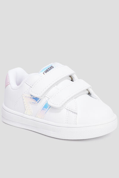 Tennis basses à scratchs Creeks Iconic blanc bébé fille