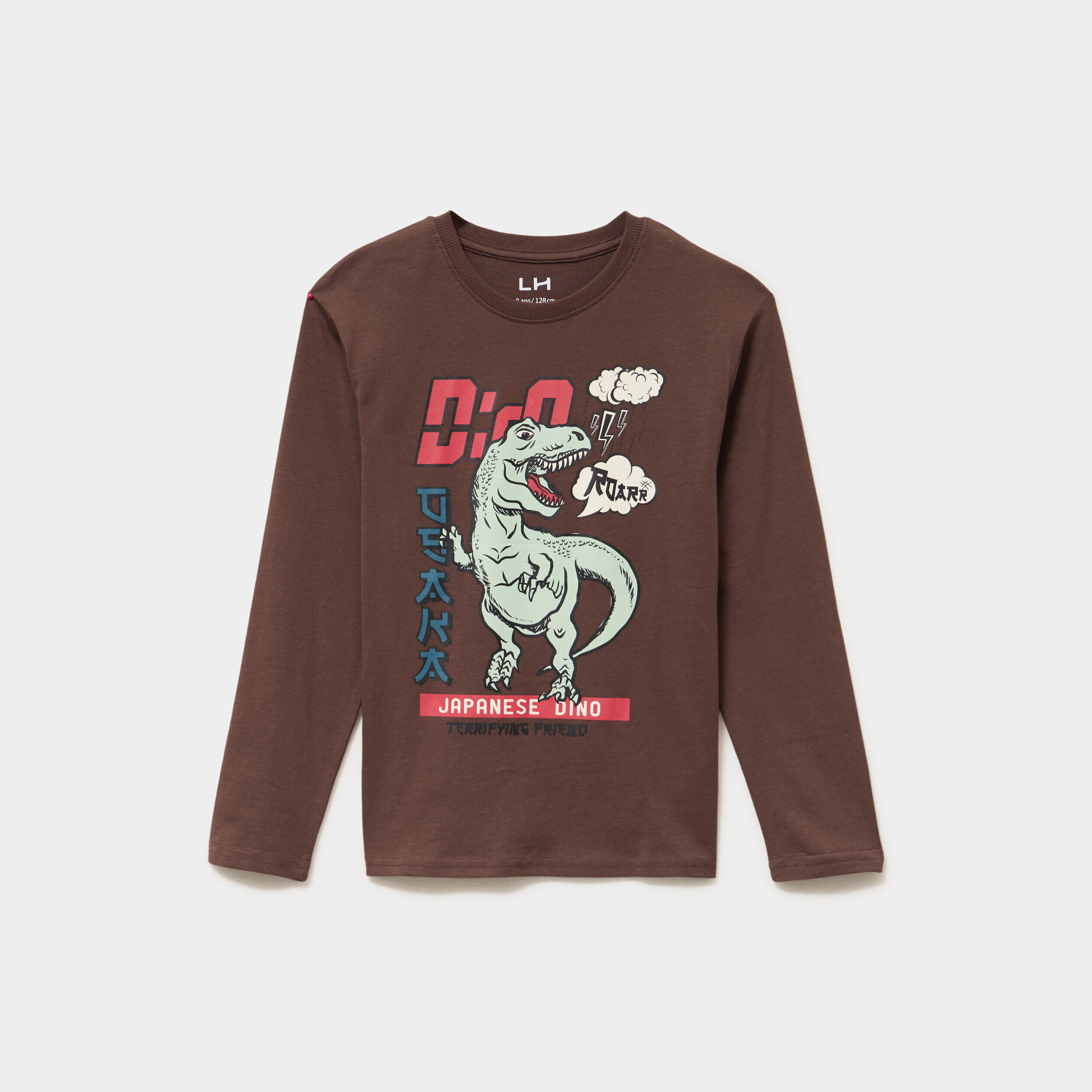 T-shirt manches longues coton marron foncé garçon LH