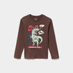 T-shirt manches longues coton marron fonc&eacute; gar&ccedil;on