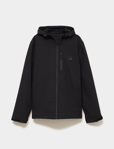 Blouson d&eacute;perlant fourr&eacute; &agrave; capuche noir homme