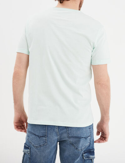 T-shirt col rond manches courtes Liberto vert pastel homme