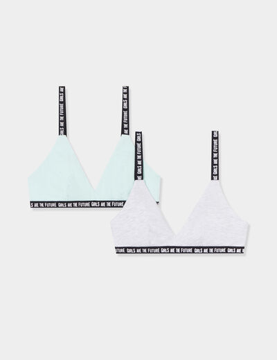 Lot 2 brassières forme triangle coton vert clair fille