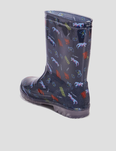 Bottes de pluie imprimé bleu marine garçon