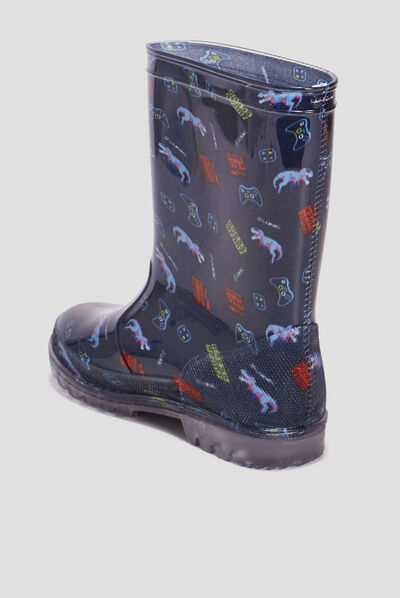 Bottes de pluie imprimé bleu marine garçon