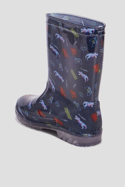 Bottes de pluie imprim&eacute; bleu marine gar&ccedil;on