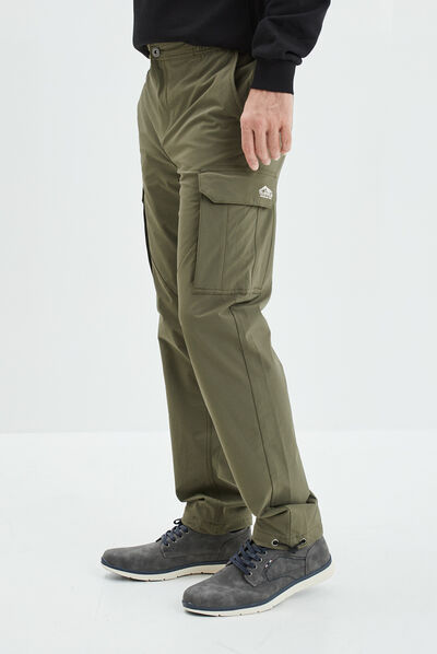 Pantalon cargo stretch vert kaki homme