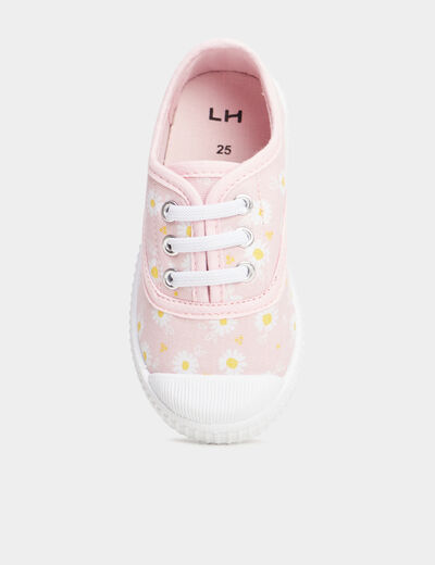 Tennis en toile à lacets rose fille