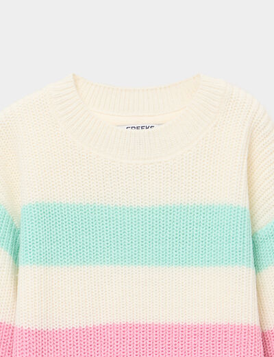 Pull col rond manches longues ecru fille