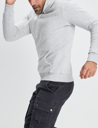 Sweat molleton à capuche hoodie gris clair homme