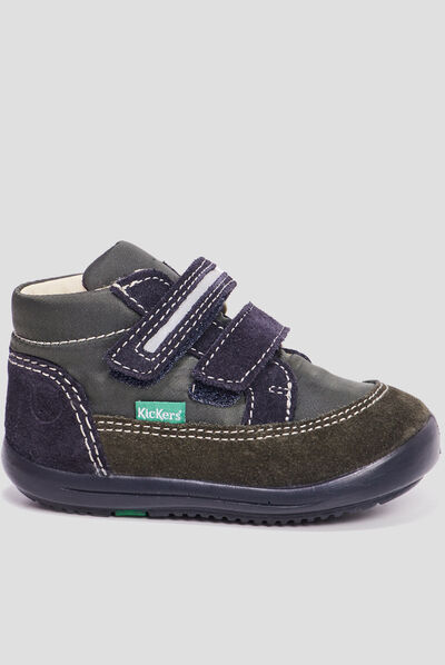 Bottillons en cuir Kickers Kikood vert bébé garçon