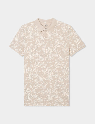Polo droit manches courtes coton beige homme