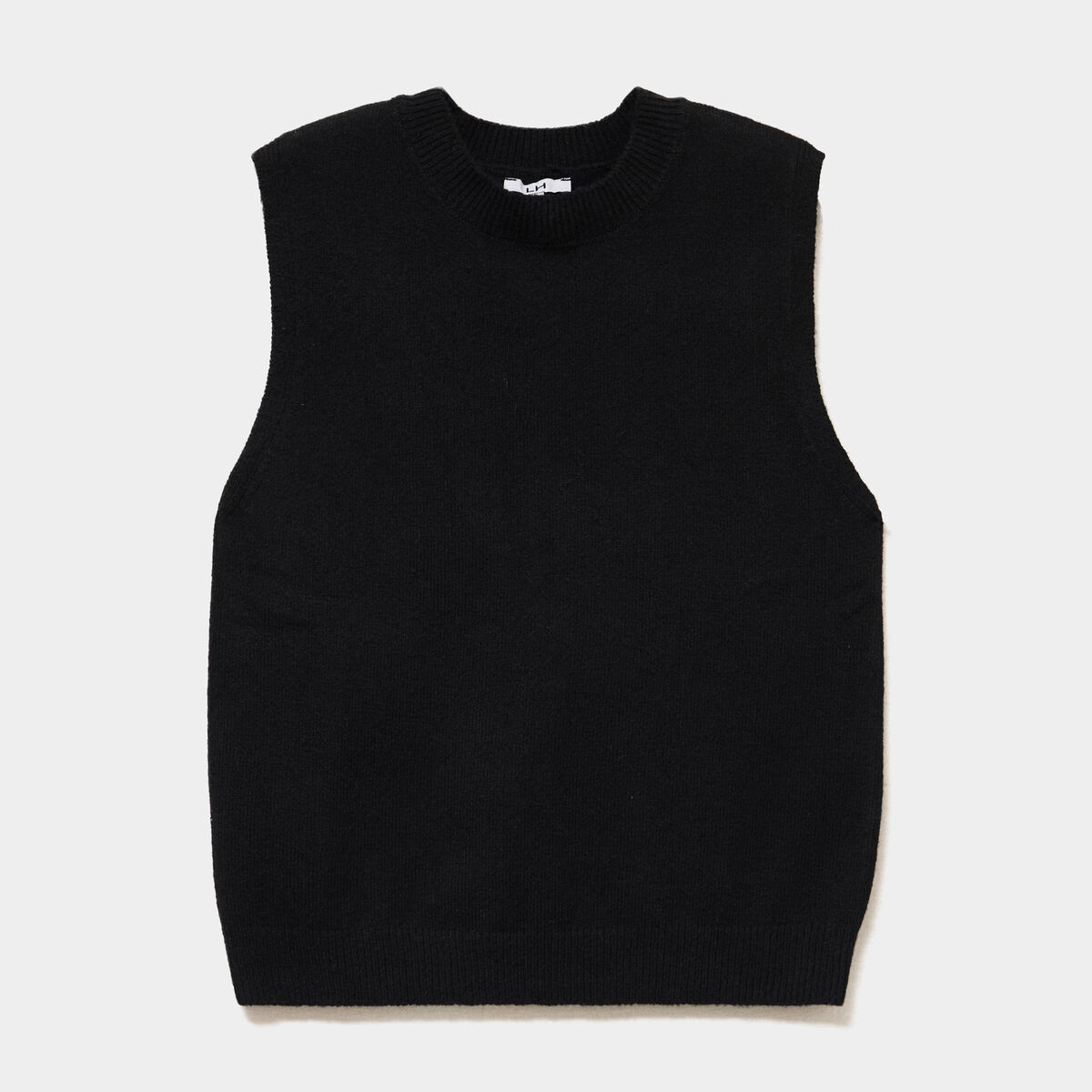 Pull sans manches col rond noir femme
