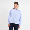 Blouse boutonnée col montant bleu ciel femme