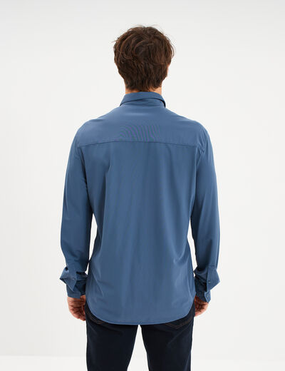 Chemise manches longues stretch bleu gris homme