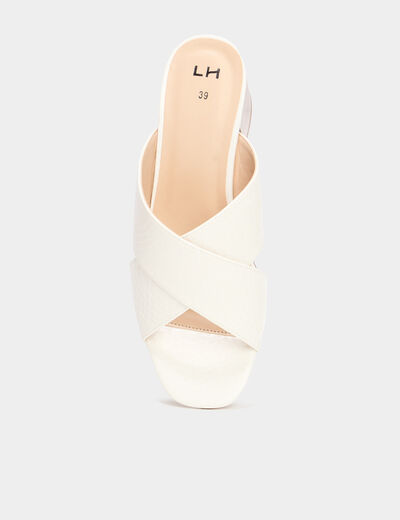 Mules &agrave; talons 5 cm brides crois&eacute;es blanc femme