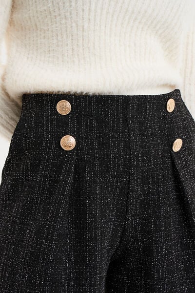 Short en tweed ajust&eacute;e &agrave; pont noir femme