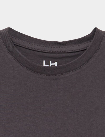 T-shirt en coton manches courtes gris fonc&eacute; gar&ccedil;on