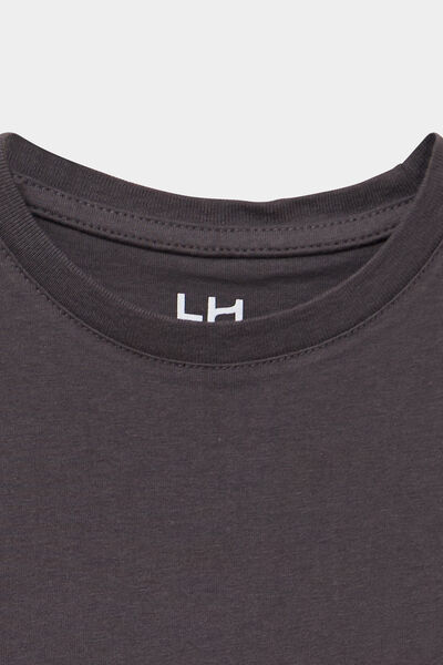T-shirt en coton manches courtes gris fonc&eacute; gar&ccedil;on