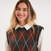 Pull 2-en-1 col chemise gris anthracite femme