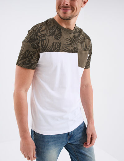 T-shirt manches courtes 1 poche coton vert kaki homme