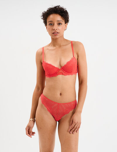 Soutien-gorge push-up paddé dentelle rouge femme
