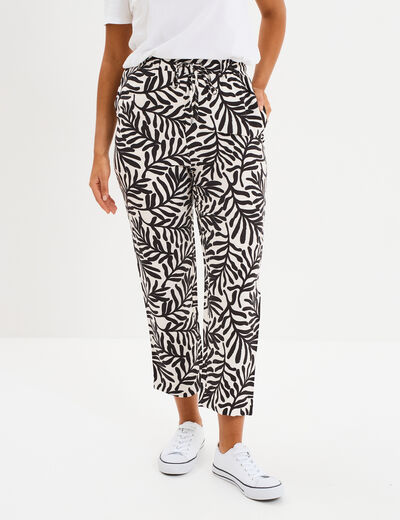 Pantalon fluide coupe cigarette blanc femme