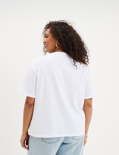 T-shirt avec manches courtes droit coton blanc femme grande taille