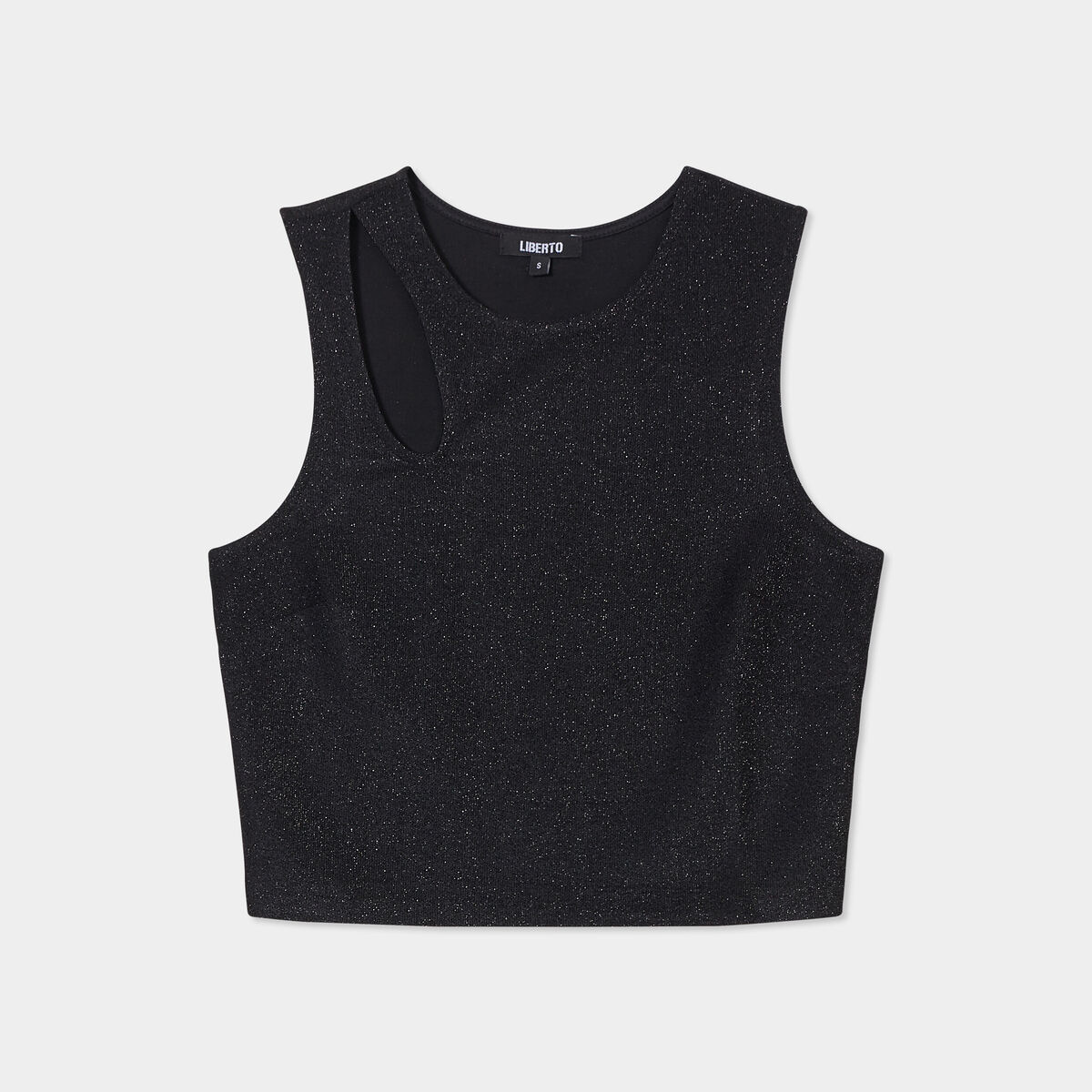 Débardeur cropped détail épaule Liberto noir femme