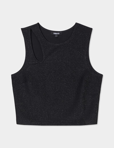 Débardeur cropped détail épaule Liberto noir femme
