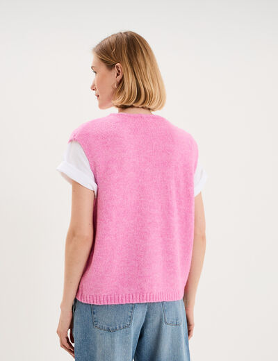 Gilet sans manches col en V rose femme