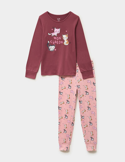 Ensemble pyjama legging et t-shirt vieux rose fille