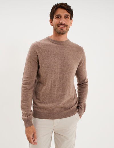 Pull col rond manches longues gris homme