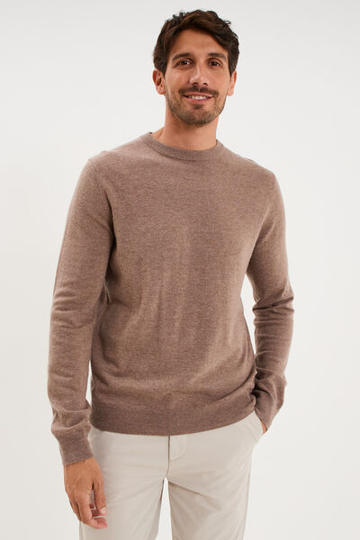 Pull col rond manches longues gris homme