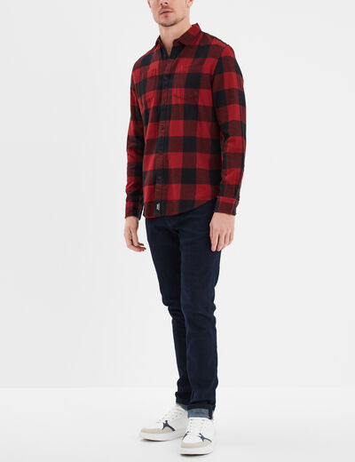 Chemise droite 2 poches manches longues rouge clair homme