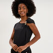 T-shirt asym&eacute;trique avec broche noir femme