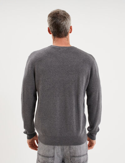 Pull col rond manches longues gris homme
