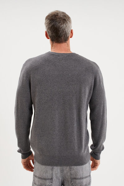 Pull col rond manches longues gris homme