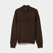 Pull col camionneur zipp&eacute; marron fonc&eacute; homme