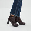Bottines à talons avec boucles en cuir bordeaux femme