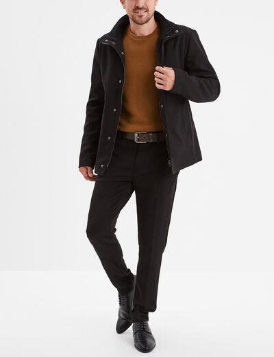 Pull col rond coton manches longues marron homme