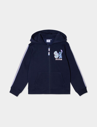 Sweat zippé à capuche Stitch bleu marine fille