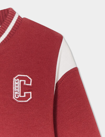 Gilet zippé col teddy Creeks rouge foncé bébé garçon