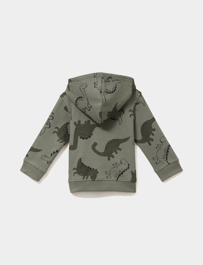 Sweat zipp&eacute; &agrave; capuche coton vert kaki b&eacute;b&eacute; gar&ccedil;on
