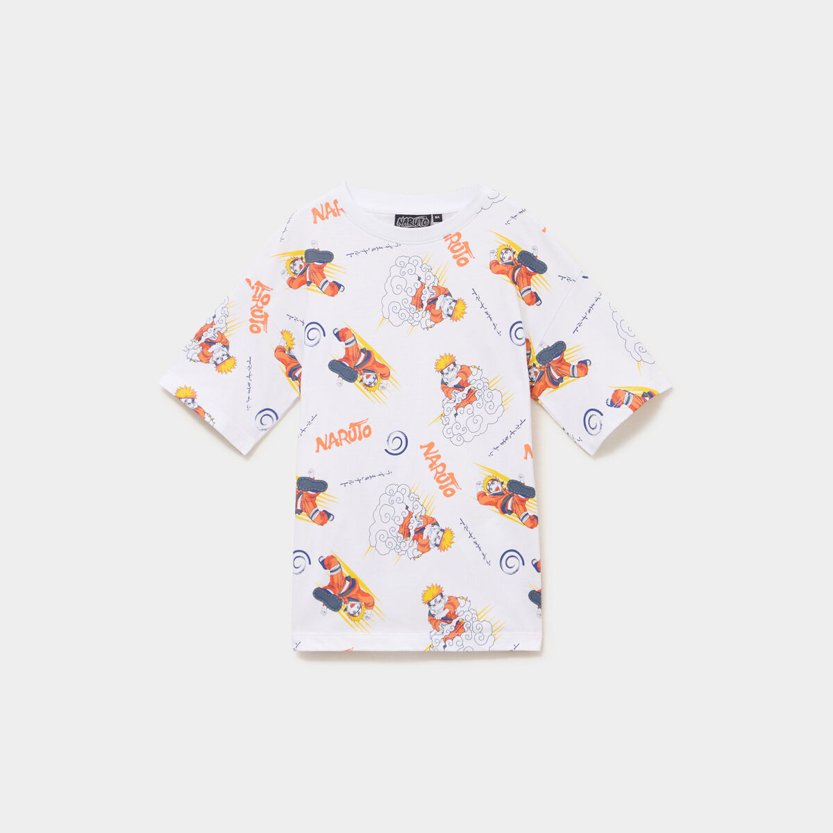 T-shirt manches courtes coton Naruto blanc gar&ccedil;on