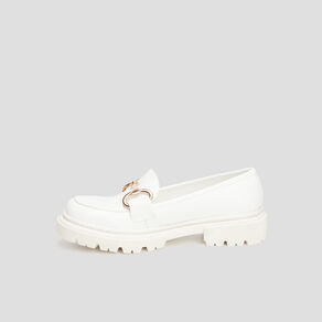 Mocassins crantés détail chaîne Liberto blanc femme
