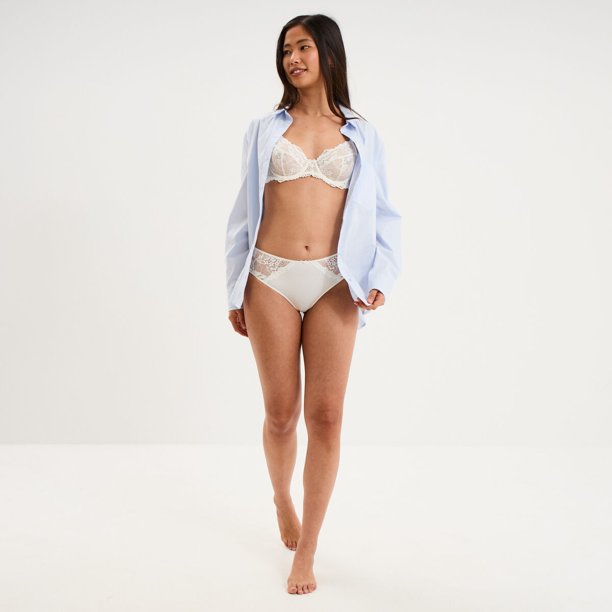 Shorty avec dentelle blanc femme